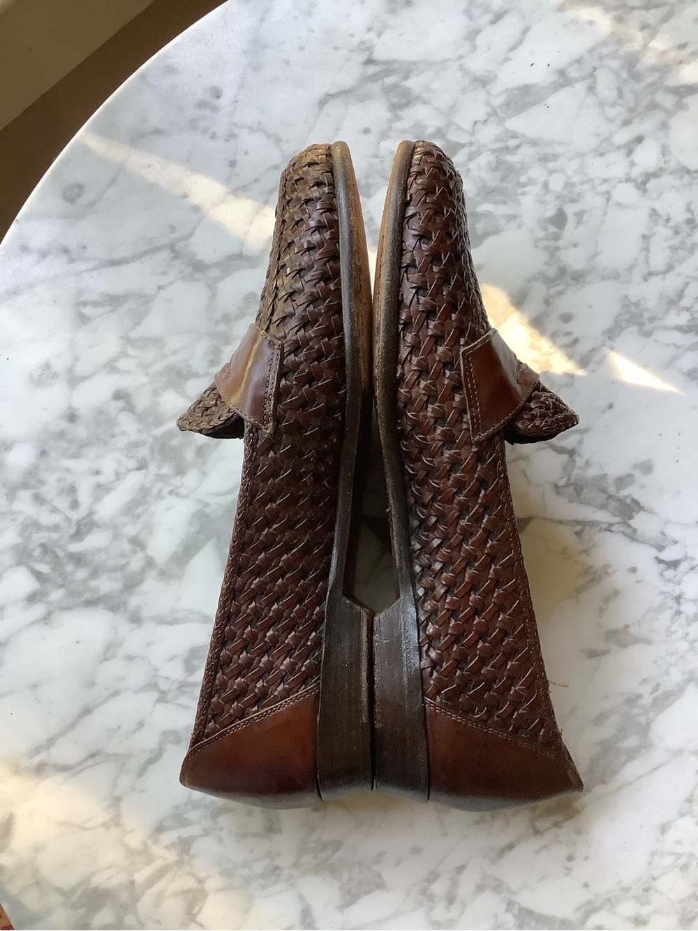 Vintage Bragano by Cole Haan Italian Woven Leather Loafers in Brown - Picture 8 of 11